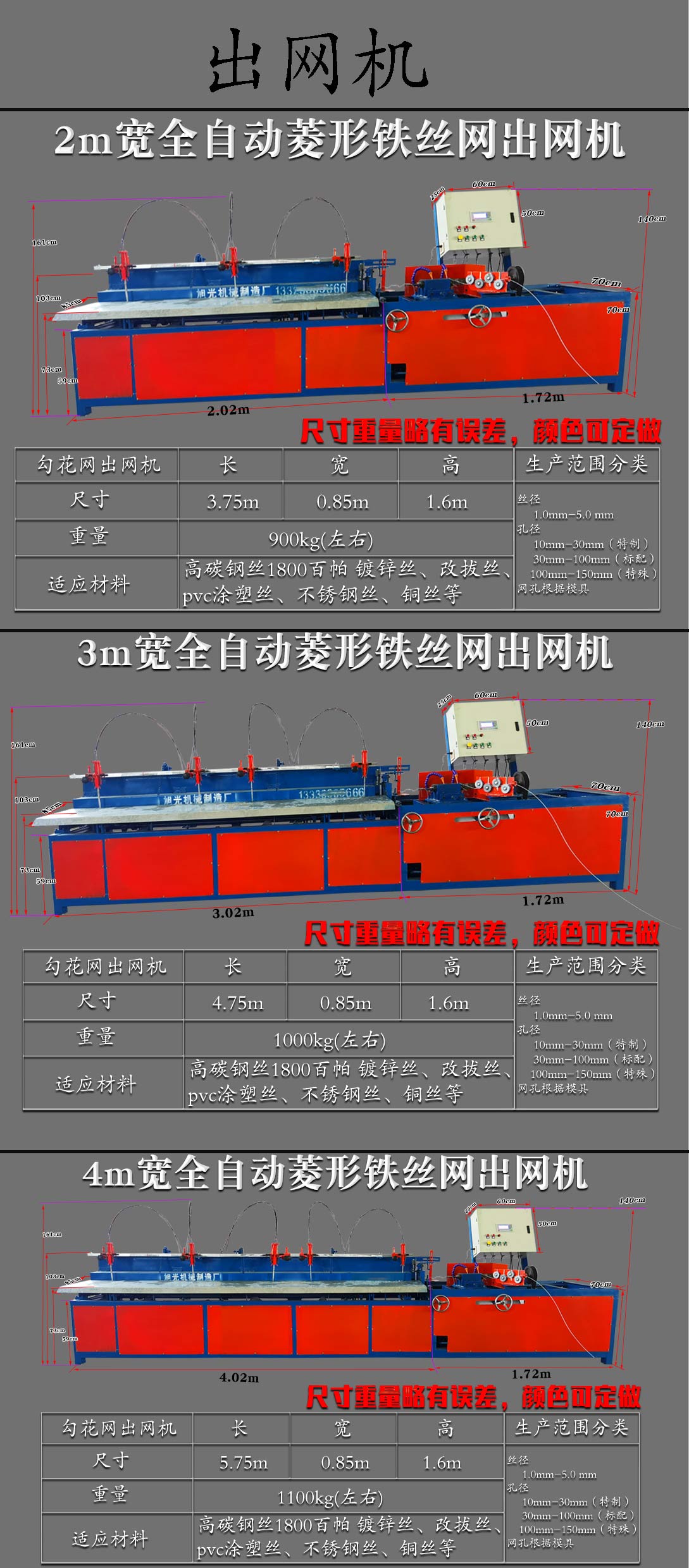 勾花网出网机规格